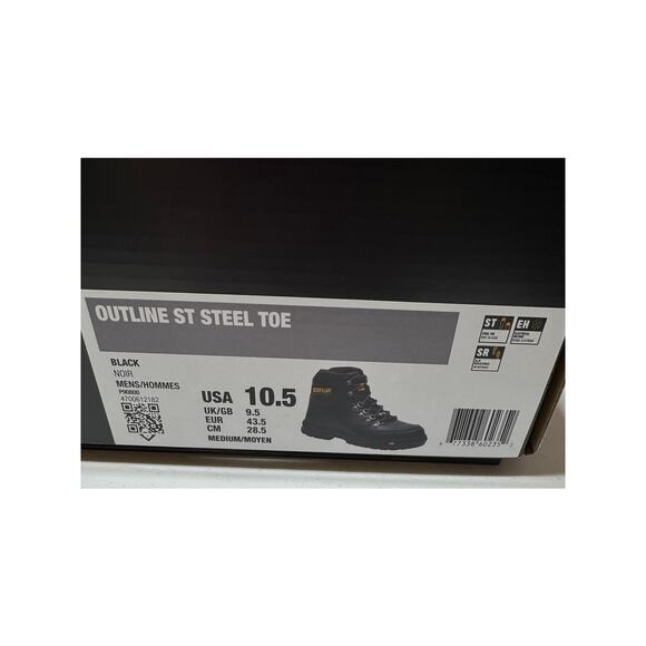 Caterpillar CAT Outline ST Steel Toe Work Boots Black Men’s 10.5 NIB - Picture 9 of 9